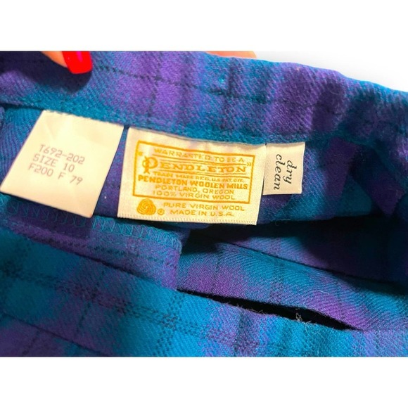 VTG Pendlenton Wool Tartan Pleaded Chic Preppy Midi Skirt Women's Purple 10 - Picture 5 of 10